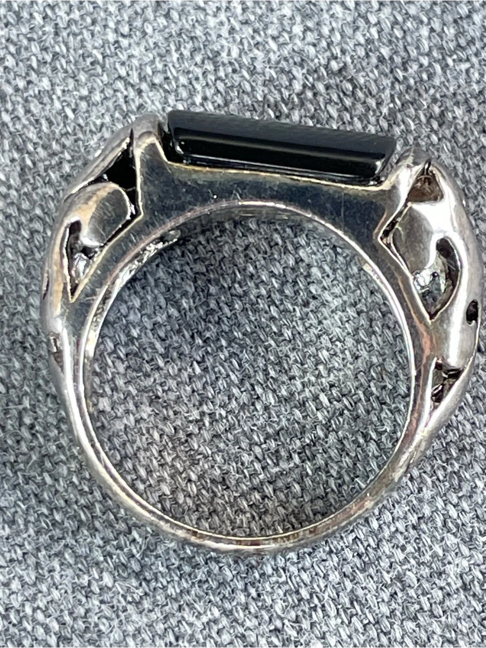 Vintage Premier Designs Black Onyx Silver Plate Ring Size 5 1/2
